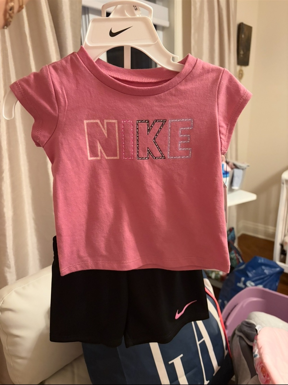 Nike Pink girls set 12M shorts shirt NWT